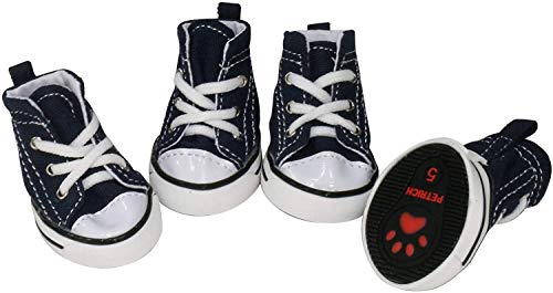 URBEST 4 Stück Haustier-Hund-Welpen-Sportschuhe, Sneaker-Stiefel, rutschfeste Freizeitschuhe (7#, blau) von URBEST