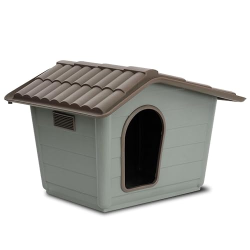 Sprint Hundehütte aus Kunststoff – strapazierfähige Hundehütte für drinnen und draußen, wetterbeständig, mit Satteldach, leicht zu reinigender Oberfläche und schneller Montage, idealer Unterschlupf Sprint Hundehütte aus Kunststoff – strapazierfähige Hundehütte für drinnen und draußen, wetterbeständig, mit Satteldach, leicht zu reinigender Oberfläche und schneller Montage, idealer Unterschlupf von URBNLIVING