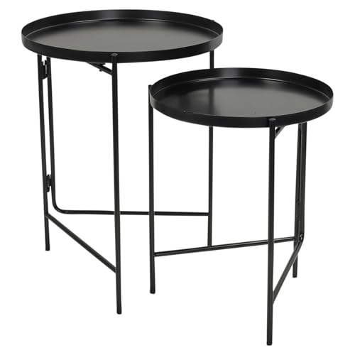 URBNLIVING 2er Set Runde Stapelbare Couchtische Moderne Schwarze Metall Sofatische Platzsparend und Stilvolles Design für Wohnzimmer oder Lounge URBNLIVING 2er Set Runde Stapelbare Couchtische Moderne Schwarze Metall Sofatische Platzsparend und Stilvolles Design für Wohnzimmer oder Lounge von URBNLIVING