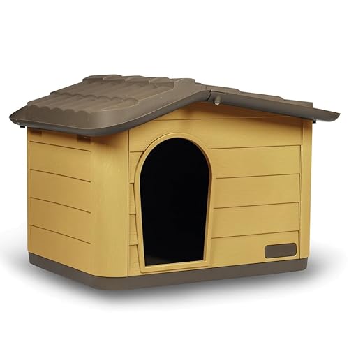 URBNLIVING Hundehütte aus Kunststoff für kleine mittelgroße Hunde, strapazierfähiger Innen- und Außenbereich, leicht abwischbare Oberfläche, Belüftung, leicht, tragbar, witterungsbeständig, 2 Größen von URBNLIVING