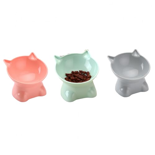 3 Stück Erhöht Fressnapf Katze mit 15° Neigung Design Futternapf Katze Anti Erbrechen Fressnapf Katzenfutternapf für Futter und Wasser, Trockenfutter, perfekt für Haustiere Katzen und Welpen von URCHUZE