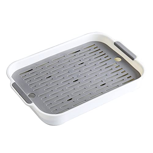 2-stöckige Kaninchentoilette, Haustiertoilette, Kunststoff, rechteckig, Hasentöpfchentrainer, Bettkasten-Ablaufkorb, für Hase, Meerschweinchen, Frettchen, Hamster, Igel (Weiß, L) von URCheers