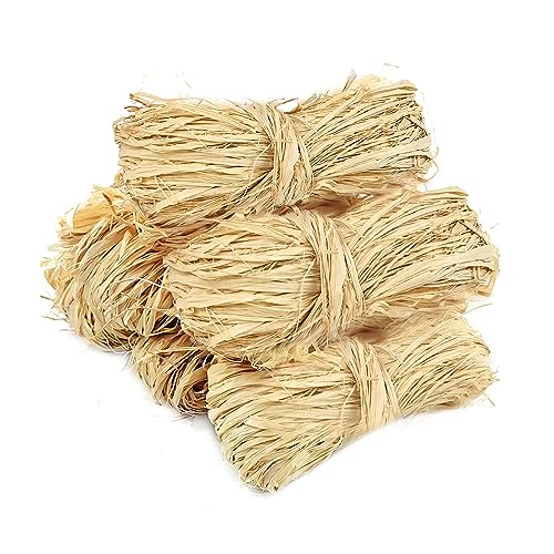 URCheers Bastband, Raffia Naturbast, Holzwolle Füllmaterial, Bastband Natur Bindebast Naturbast zum Basteln, Naturbast zum Basteln, Dekoration, Weben, Floristen, Garten von URCheers