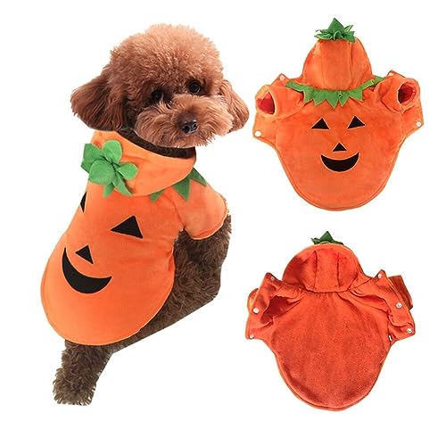 Halloween Kostüm für Hunde Katzen,Halloween Haustier Kostüm,Hunde Kürbis Kostüm,Lustige Welpen Dressing Hoodies Haustiere Hund Jumpsuit Hoodie Mantel Cosplay Bekleidung für Halloween Party,L von URFEDA