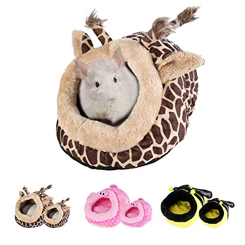 Urijk Kleine Tier Haus Nest Gemütlich Warm Plüsch Baumwolle Schlafen Bett Höhle für Lgel Katze Kaninchen Hamster Meerschweinchen Chinchilla (L, Giraffe) von Urijk