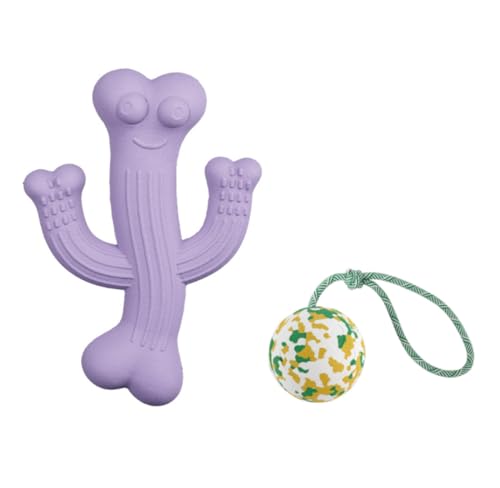 URITIS Kaktus-Kauspielzeug für Hunde mit Spielzeugball, langlebiges Gummispielzeug, Robustes Spielzeug, Trainings- und Zahnreinigungsspielzeug, interaktives Spielzeug für kleine/mittelgroße Hunde von URITIS