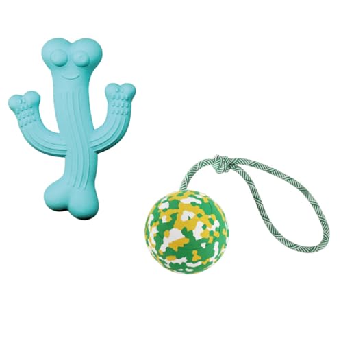 URITIS Kaktus-Kauspielzeug für Hunde mit Spielzeugball, langlebiges Gummispielzeug, Robustes Spielzeug, Trainings- und Zahnreinigungsspielzeug, interaktives Spielzeug für kleine/mittelgroße Hunde von URITIS