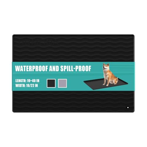 URMONA Silikon-Futtermatte für Hunde und Katzen, 48,3 x 48,3 cm, wasserdicht, erhöhter Rand, Katzentoilette, Gummi, Haustierzubehör, Welpen-Kätzchen-Zubehör (schwarz) von URMONA