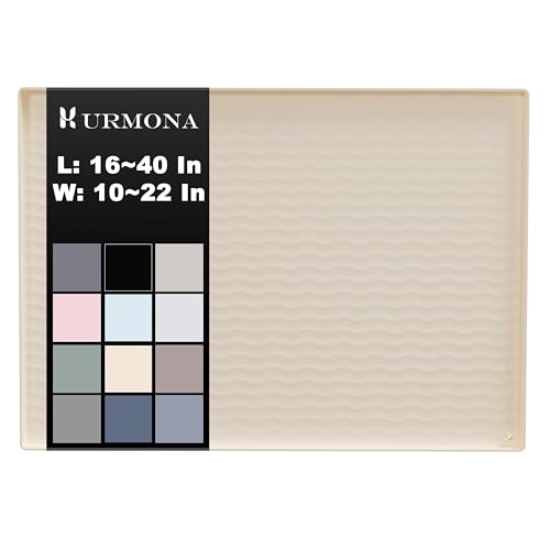 URMONA Wasserdichte Silikon-Untertischmatte, Schrank- und Thekenschutz, Regaleinlage für Küche und Bad, Aufbewahrung und Organizer, Katzenklo (Cremefarben) von URMONA