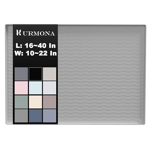 URMONA Wasserdichte Silikon-Untertischmatte, Schrank- und Thekenschutz, Regaleinlage für Küche und Bad, Aufbewahrung und Organizer, Streumatte, Haustiermatte, Katzenwelpe, 55,9 x 55,9 cm (Hellgrau) von URMONA