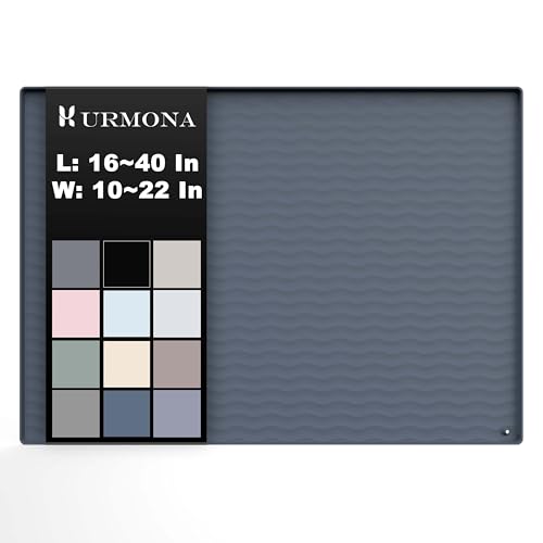 URMONA Wasserdichte Silikon-Untertischmatte, Schrank- und Thekenschutz, Regaleinlage für Küche und Bad, Aufbewahrung und Organizer, Streumatte, Haustiermatte, Katzenwelpe, 86,4 x 48,3 cm, Dunkelgrau von URMONA