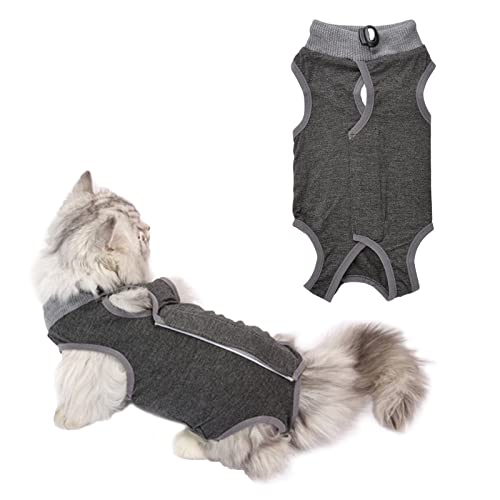 URROMA 1 PC Cat Surgical Recovery Suit Grey Soft Breathable Dogs Recovery Suit After Surgery Wear E-Collar Alternative für Katzen Kleine Hunde, S von URROMA