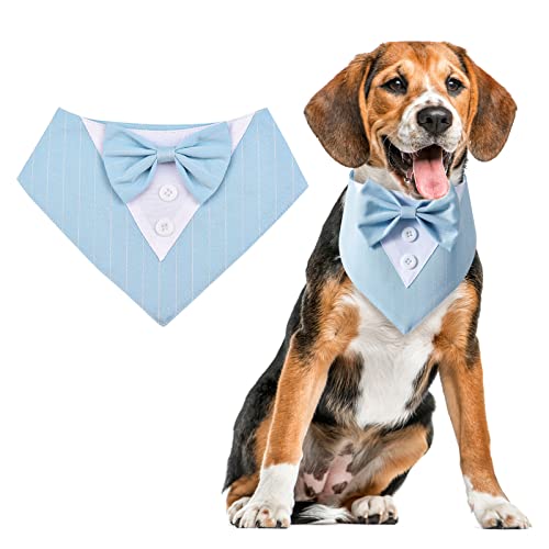 URROMA 1 Piece Dog Tuxedo Bandana Collar, Adjustable Pet Elegant Bow Tie Collar,Dog Formal Wedding Birthday Party Accessories for Medium Large Dogs, L von URROMA