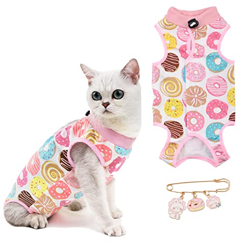URROMA 1 Piece Cat Surgical Recovery Suit, E-Collar Alternative for Cats Small Dogs After Surgery Wear Soft Breathable Pets Clothing, S von URROMA
