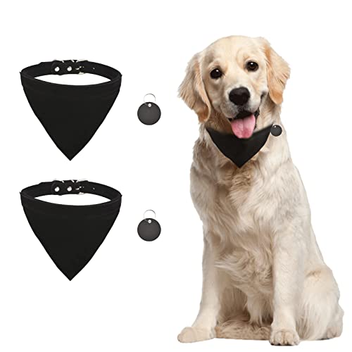 URROMA 2 Stück schwarzes dreieckiges Hundehalstuch, Samt-Hundehalstuch mit verstellbarer Schnalle und Etikett, Hundehalstücher für Hunde und Katzen, Größe M von URROMA