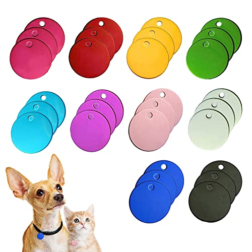 URROMA 30 PCS Round Blank Pet ID Tags, Mixed Color Dog ID Tags Double Side Pet Name Phone Number ID Tags Key Rings for Dogs and Puppy, 0.98 * 0.98" von URROMA