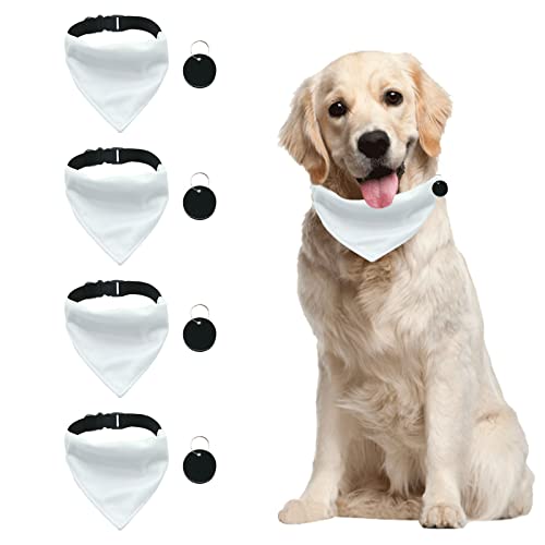 URROMA 4 Stück Hundehalstuch, Weiß Dreieck Hund Bandana Halsband DIY Blank Hund Verstellbare Schnalle Bandana Halsband für Hunde Haustiere, L von URROMA