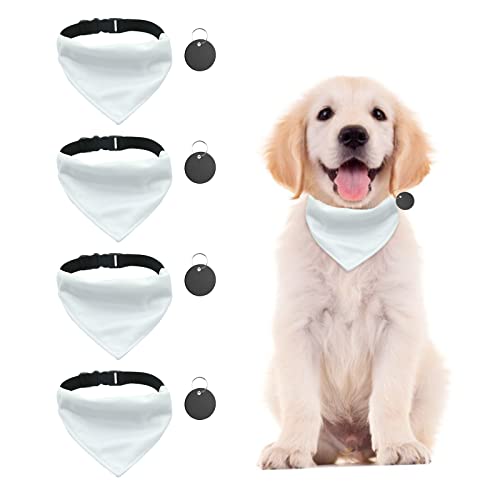 URROMA Hundehalstuch-Halsband, dreieckig, mit Verstellbarer Schnalle, für Hunde und Katzen, Größe M, Weiß, 4 Stück von URROMA