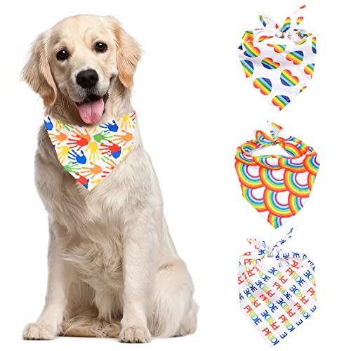 URROMA 4 x Regenbogen-Hundehalstücher, 4 Stile, Regenbogen-Druck, Lätzchen, Schal, doppelt wendbar, Welpen-Tuch für Haustiere, Hunde, Kostümzubehör von URROMA