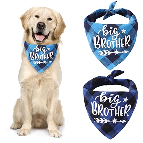 URROMA Hundehalstuch, Motiv: Big Brother, Schwangerschaftsankündigung, verstellbares Dreieckstuch für Hunde, Seeblau und Schwarz, Blau, 2 Stück von URROMA