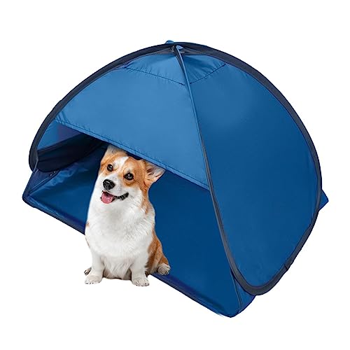 URROMA Pop Up Hund Katze Camping Zelt, Blau Outdoor Spielhaus Tragbarer Sonnenschutz für Hunde Katzen Welpen Kitty Andere Kleintiere, L von URROMA