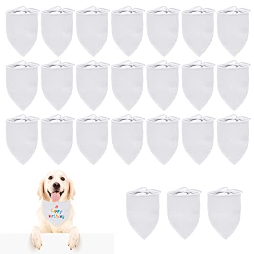 URROMA Weißer Hunde-Dreieck-Lätzchen, 24 Stück, blanko, Hundehalstücher aus Polyester, für kleine, mittelgroße und große Hunde von URROMA