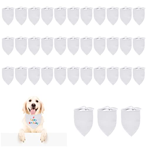 URROMA Weißer Hunde-Dreieck-Lätzchen, 36 Stück, blanko, Hundehalstücher aus Polyester, für kleine, mittelgroße und große Hunde von URROMA