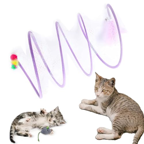 Brylec-Spiral-Katzenspielzeug,Brylec-Katzenspielzeug,Zusammenklappbare Katzenröhren Und Tunnel,S-Typ-Katzentunnelspielzeug,Katzen-Donut-Tunnel,Katzen-Spiralfeder-Spielzeugtunnel (Lila) von URWEIGH