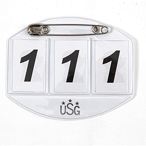 USG 11100012-115 Startnummer, 3-stellig mit Sicherheitsnadel, Weiß von USG