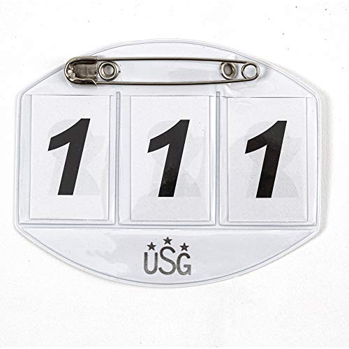 USG 11100012-115 Startnummer, 3-stellig mit Sicherheitsnadel, Weiß von USG