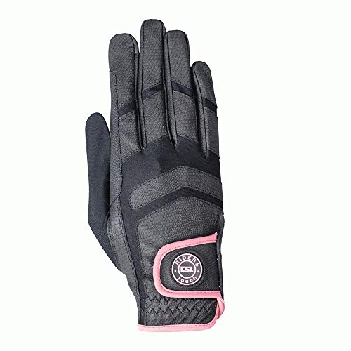USG 11310032-319-305 Palma Reithandschuhe aus Albarin/Nylon, Schwarz/Pink, Größe: L von USG