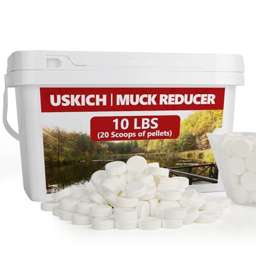 Schmutzreduzierer, natürlicher Teichschlammentferner, 4,5 kg (20 Messlöffel), Teichtabletten, Leckerbissen für Teiche und Seen, Wassergarten, Brunnen-Geruchskontrolle, sicher für Fische, von USKICH