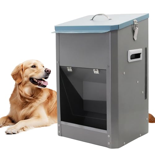 Automatischer Futterspender für Hunde mit Griff, 11,3 kg, für große Rassen, für drinnen oder draußen, verzinkt, Schwerkraft-Futterspender von USUNFARM