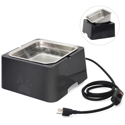 Großer beheizter Hundenapf für draußen, Winter-Bewässerungsnapf, abnehmbar, Edelstahl, automatischer Wassernapf, 3,5 l, große Kapazität, beheizter Wassernapf für Hunde, Katzen, Kaninchen, Huhn, Ente von USUNFARM