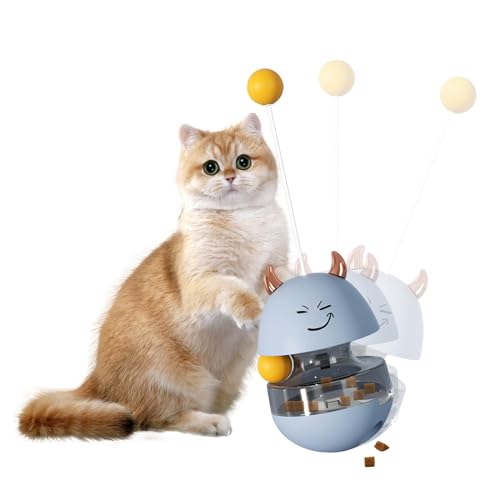 USYSGT Pet Treat Ball, Cat Toy, Interactive, Educational Toy for Cats, Tumbler Toy, Pet Food, IQ Intelligence Toy, Food Dispensing Ball, Cats and Dogs (Blue) von USYSGT