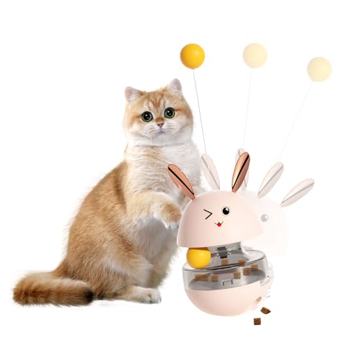 USYSGT Pet Treat Ball, Cat Toy, Interactive, Educational Toy for Cats, Tumbler Toy, Pet Food, IQ Intelligence Toy, Food Dispensing Ball, Cats and Dogs (PINK) von USYSGT