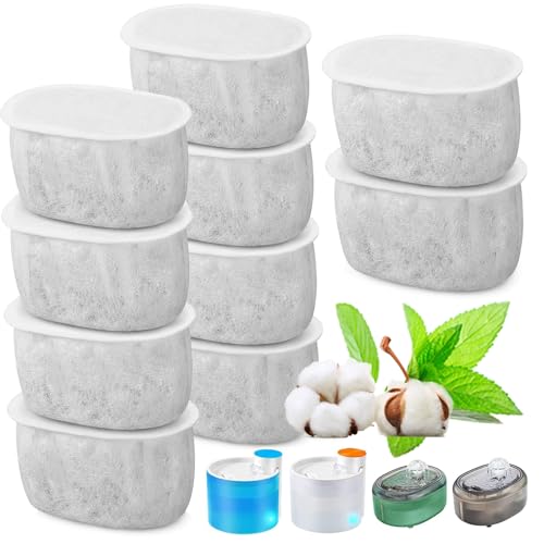 10pcs Ersatzfilter, Katzen-Trinkbrunnen,2L/67oz Automatischer Katzenbrunnen Haustierwasserspenderfilter Trinkbrunnenzubehör (W300/W500) von UTEFIF