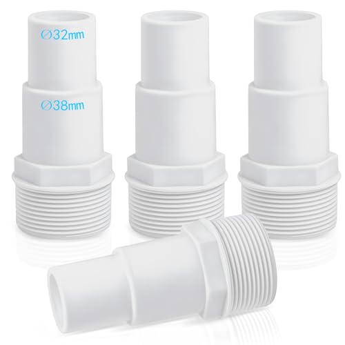 UTEFIF 4 pcs Pool Schlauchverbinder，Schlauchtülle Pool Set Ø 32 / 38mm auf 1,5 Zoll Schlauchstutzen,Pool Adapter -Weiß von UTEFIF