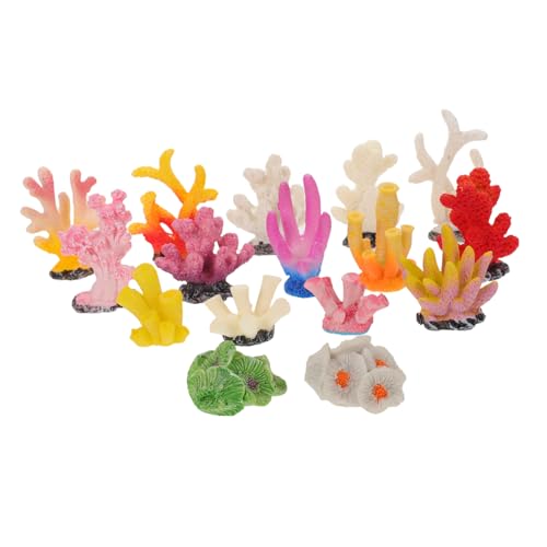 UTHCLO 16 Stück Teiliges Mini-korallenriff aus Künstlichem Robuste Harz-Dekoration für Aquarium Landschaft für Kleine Fischbecken und Nachhaltige Aquarien-deko von UTHCLO
