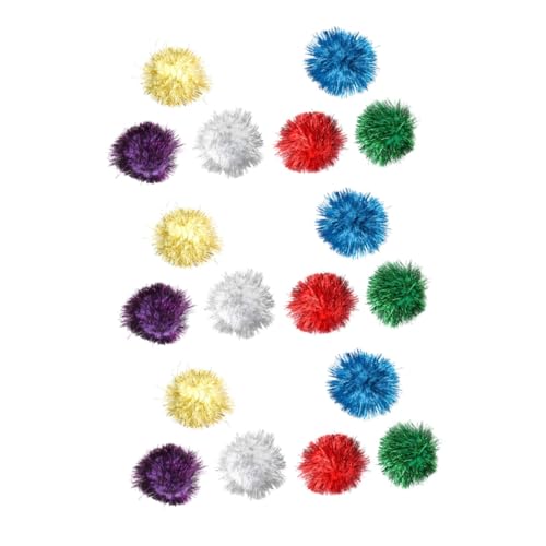 UTHCLO 18 Stück Teiliges Katzenspielzeug mit Glitzer Pompons Kleine Langlebige Tinsel Bälle Interaktives zur Beschäftigung und Krallenpflege für Katzen Farblich Sortiert Zufällige Farbe von UTHCLO