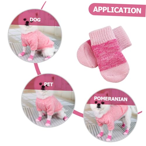 UTHCLO 2 Sätze Anti rutsch Hundesocken Elastische Pfotenschutz Socken für Kleine bis Mittlere Hunde Bequeme rutschfeste Haustiersocken mit Niedlichem Cartoon Muster Schutz für Glatte von UTHCLO