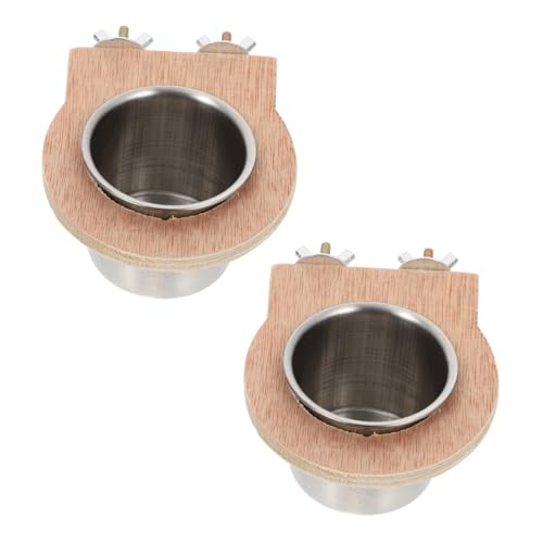 UTHCLO 2 Stück Edelstahl Futter und Wassernapf mit Holzhalterung für Papageien und Kleinvögel Robust Abnehmbar Wiederverwendbar Geeignet für Wellensittiche Nymphensittiche Kanarien und UTHCLO 2 Stück Edelstahl Futter und Wassernapf mit Holzhalterung für Papageien und Kleinvögel Robust Abnehmbar Wiederverwendbar Geeignet für Wellensittiche Nymphensittiche Kanarien und von UTHCLO