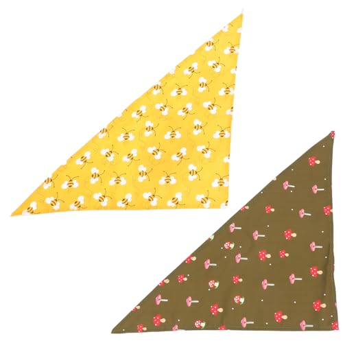 UTHCLO 2 Stück Hund Bandana mit Bienen und Pilzmotiv Leichtes Polyester Dreieckiges Halstuch für Hunde und Katzen Modisches Haustier Kostüm und Party Zubehör als und Geburtstagsdeko von UTHCLO