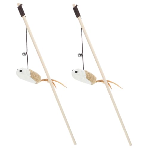UTHCLO 2 Stück Multifunktionales Katzenspielzeug mit Maus und Schwungfeder für Indoor Katzen Selbstbeschäftigung Interaktiver Plüschstab zur Stressreduktion und Natürlichen von UTHCLO