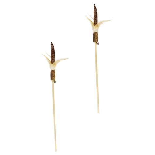 UTHCLO 2 Stück Teiliges Katzenspielzeug aus Holz mit Federn Interaktiver Katzen teaserstab für Spielerische Beschäftigung Fördert Bewegung und Geistige Aktivität Pet Supply für von UTHCLO