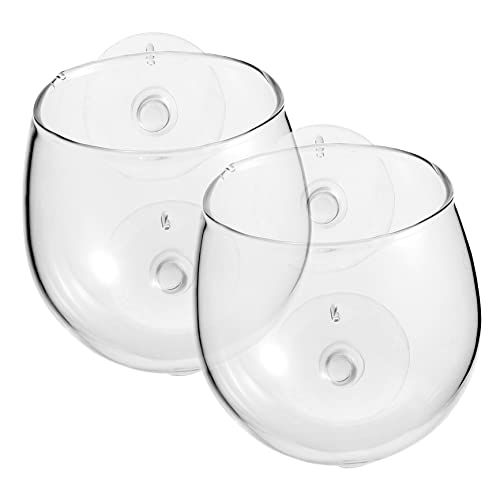 UTHCLO 2 Stück Transparente Pflanzenhalter mit Saugnäpfen für Aquarien Schräge Wasserpflanzentöpfe mit Belüftung für Fischversteck und Gesundes Pflanzenwachstum von UTHCLO