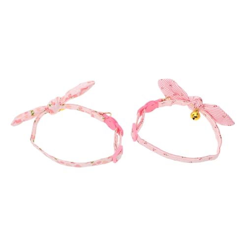UTHCLO 2 Stück Verstellbare Haustierblumenhalsbänder mit Glocke Niedliches Mädchen Katzenhalsband Langlebiges Pflegeleichtes Stoffhalsband für Welpen und Katzen Geeignet für Valentinstag von UTHCLO