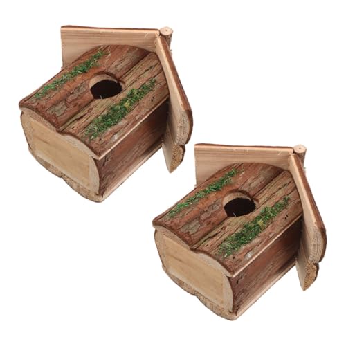 UTHCLO 2 Stück Wetterfestes Hängendes Vogelhaus aus Holz mit Landhausstil für Garten Balkon Outdoor Robustes Holz Vogelhaus zur Nisthilfe für Singvögel Wellensittich und Sperlinge von UTHCLO