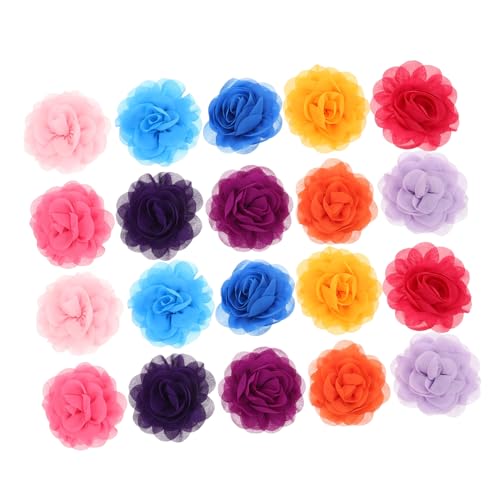 UTHCLO 20 Stück Teiliges Bunte Chiffon Blumen für Haustiere Leichte Komfortable und Vielseitige Hundeschleifen Anhänger Einfach Anzubringen Passend für Katzen und Hunde Aller für von UTHCLO