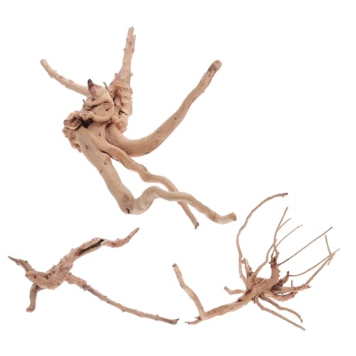UTHCLO 3 Stück Aquarium Baggerholz Dekoration Aquarium Ornamente Für Süßwasseraquarien Süßwasseraquarium Dekorationen Dekor Beigefarbener Baumstamm von UTHCLO